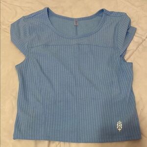 Blue Ribbed Free People Crop Top